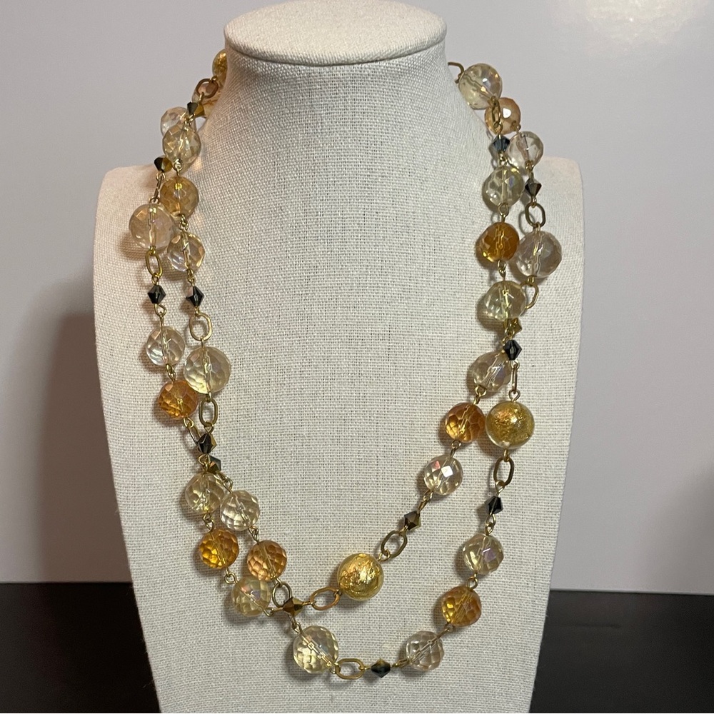 Champagne Dreams Glass and Acrylic Beaded Necklace